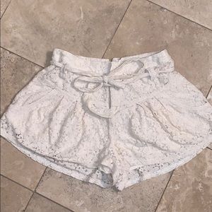 Free People white floral shorts